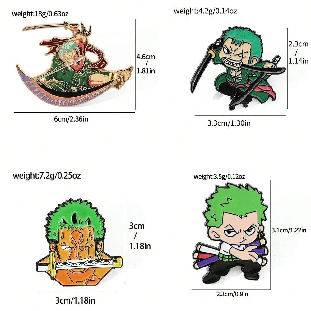 8 Pcs Classic Figure Brooch Personality Roronoa Zoro Design Enamel Pin Backpack Clothing Jewelry Metal Badge Accessories Gifts
