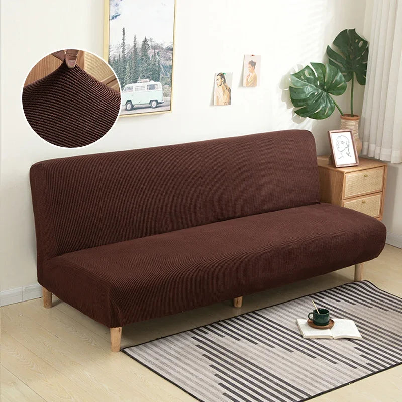 Polar Fleece Fabric Armless Futon Sofa Bed Cover Solid Without Armrest Big Elastic Folding Furniture home Decoration Bench Cover