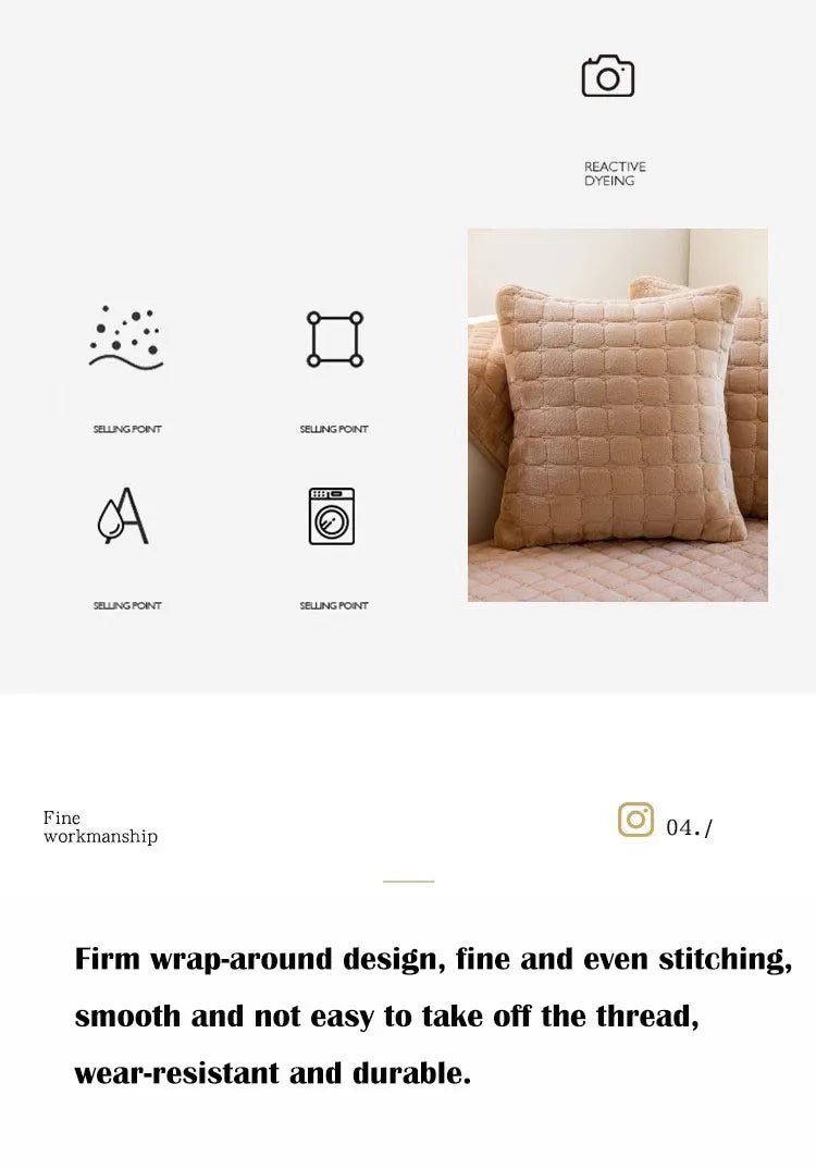 Plush plaid sofa cushion non-slip four seasons universal living room sofa cover simple modern thickened velvet cushion towel