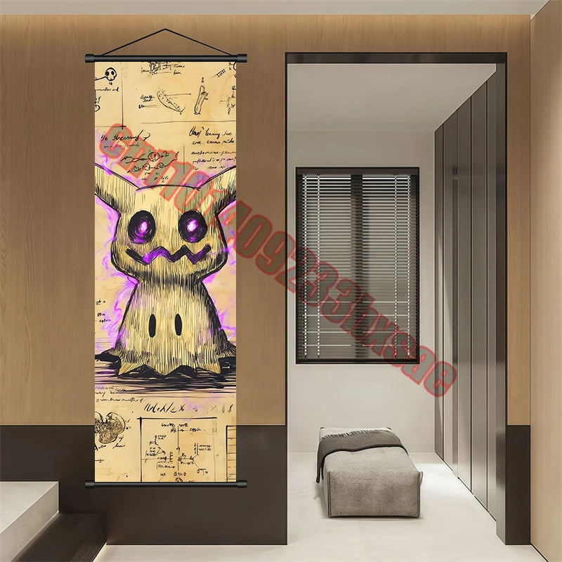Printed Pokemon Poster Anime Wall Artwork Gengar Pictures Charizard Painting Canvas Pikachu Hanging Scrolls Home Room Decor