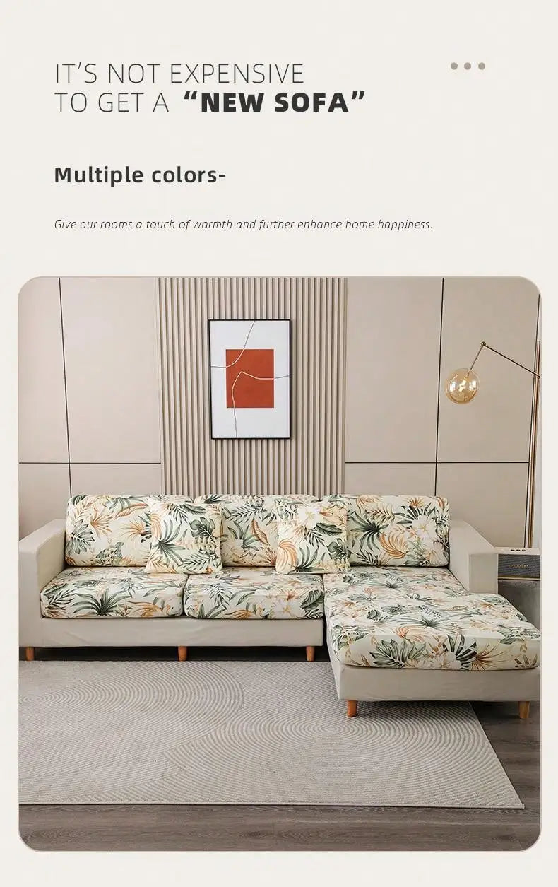 Tropical rainforest leaf printed milk silk sofa cover, elastic sofa cover, dust-proof and detachable sofa cover