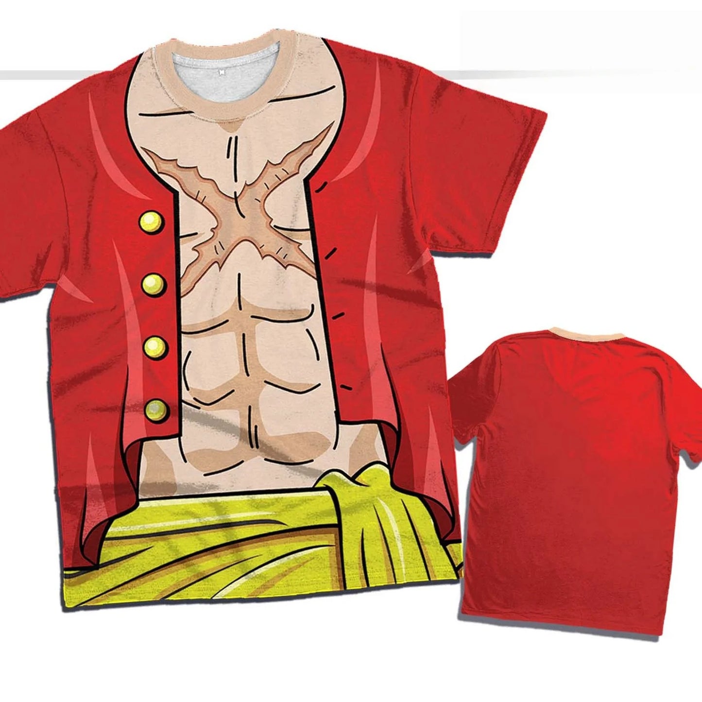 2026 New Bandai Anime One Piece Luffy Summer Cosplay T-shirt Oversized 3D Adults Children Multifunctional Cosplay Tops Clothing