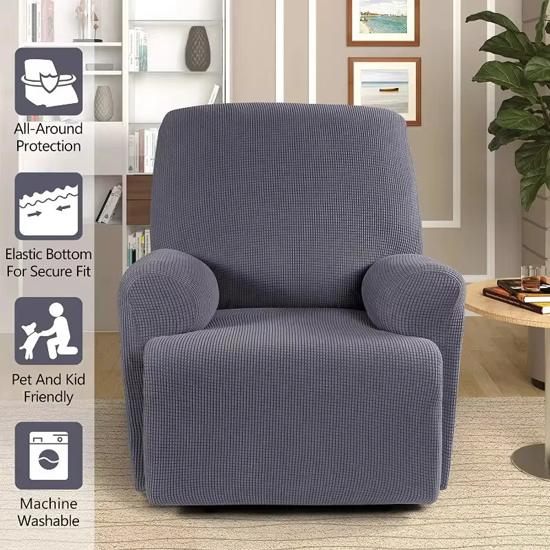 Recliner Sofa Cover Lazy Chair Solid Color Cushion Cover Stretch Spandex Couch Slipcovers Non Slip Armchair Slipcovers 4pcs/set