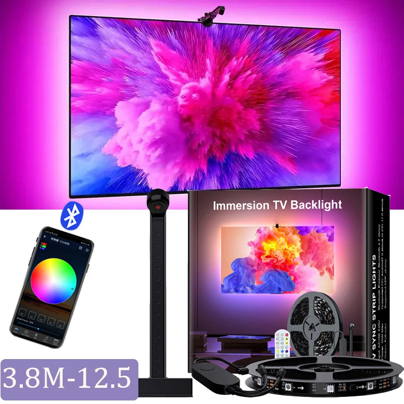 Bluetooth APP Control TV SYNC Backlight,Color Picking USB RGBIC Light Strip,Music SYNC LED Lamp Tape for Game/Cinema Atmosphere