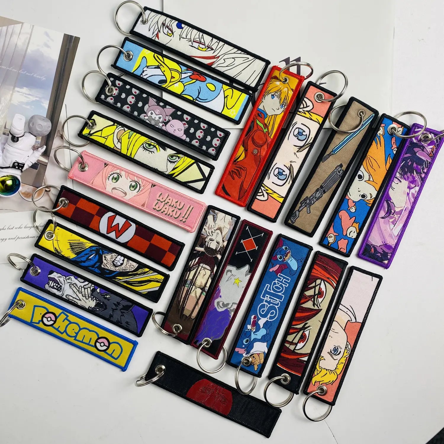 Anime Mix Character Jet Tag Keychain Set – Embroidered