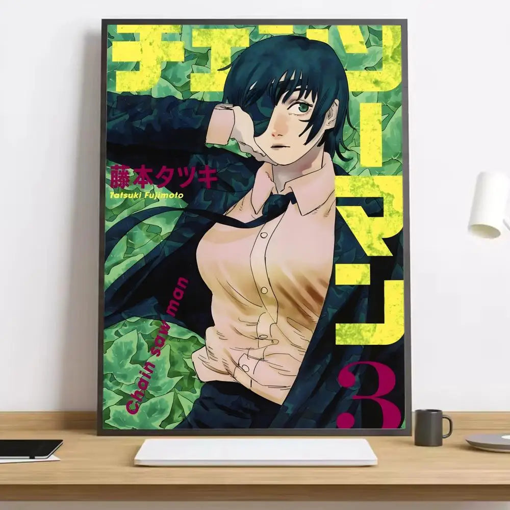Makima Chainsaw Man Painting Calligraphy HD Canvas Poster living room bedroom bar aesthetic decoration