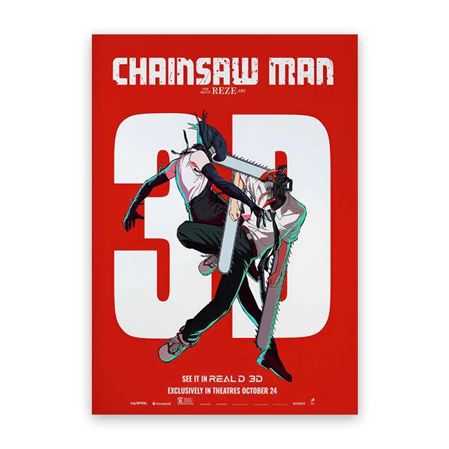 C-Chainsaw Man Anime Poster Denji Power Aki Hayakawa Urban Street Scene Manga Wall Art Aesthetic Room Decor Print Canvas Print