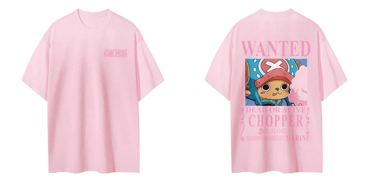 One Piece Men's Women's T-shirt Tony Tony Chopper Japan Anime Punk Tee Summer Spring Boy's Short Sleeves Parent-child Outfits