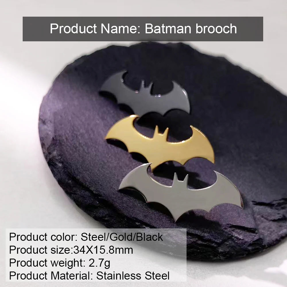Bat Symbol Lapel Pin - Comic Book Hero Style Brooch, Stainless Steel Enamel Badge, Gotham Inspired Collectible Gift for fans