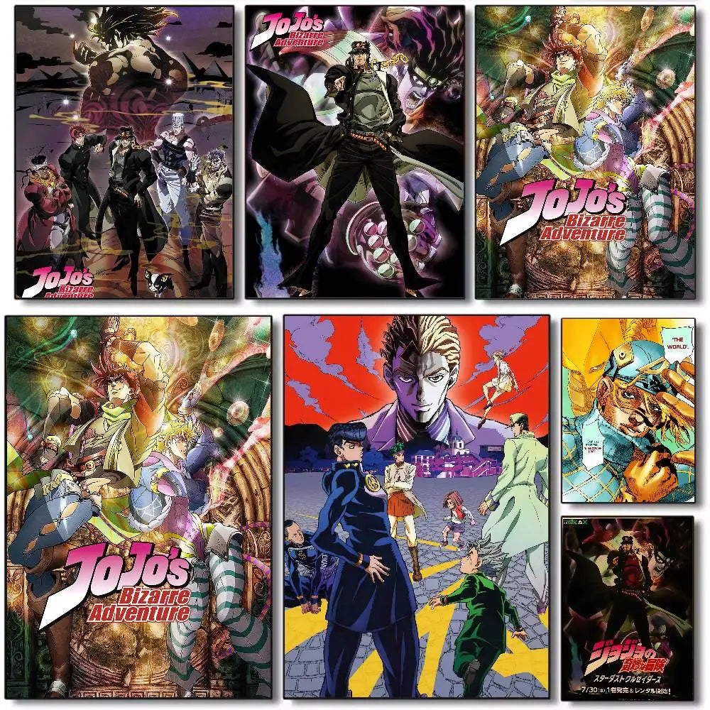 Anime JoJos Bizarre Adventure Retro poster art HD canvas advanced aesthetic Printing Paper Wall Art for Living Room Home Decor