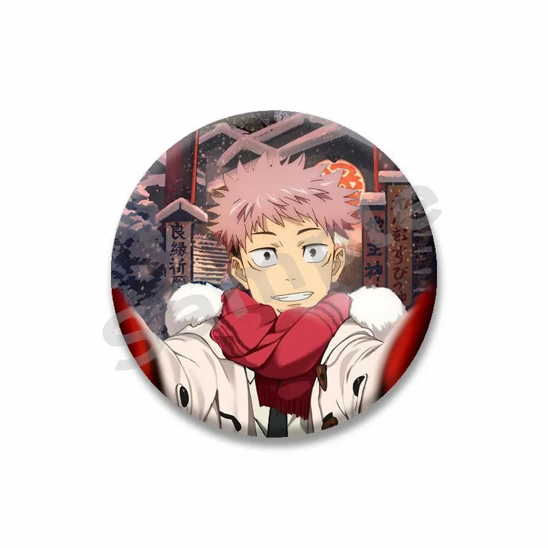 Anime Character Yuji Itadori Enamel Pins Tinplate Snap-in Brooches on Backpack Cartoon Cosplay Badge Accessories Jewelry Gifts