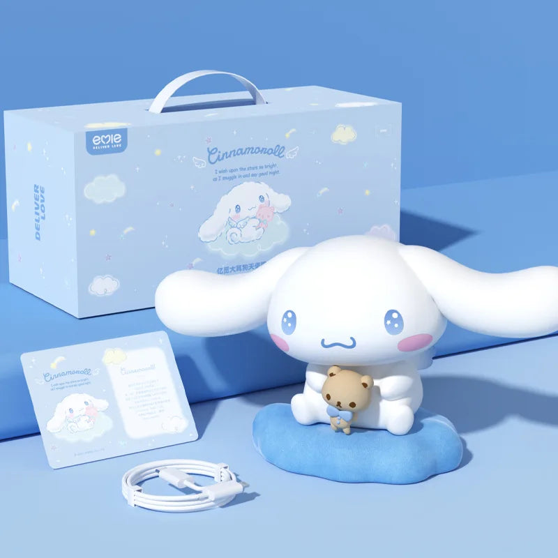 Authentic New Sanrio Family Series Luminous Toy Desktop Ornaments Kawaii Cinnamoroll Atmosphere Lamp Girls Anime Peripheral Gift