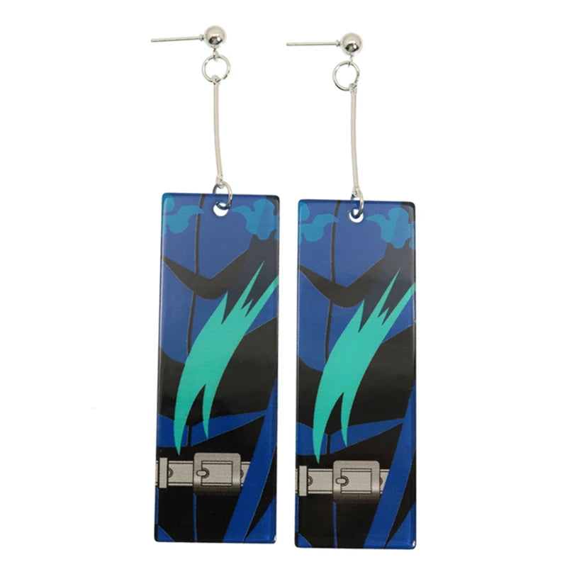 2022 Trendy Acrylic Tanjiro Earrings Demon Slayer Earrings Anime Cosplay Props Hanafuda Drop Long Earrings for Women Girls Jewel