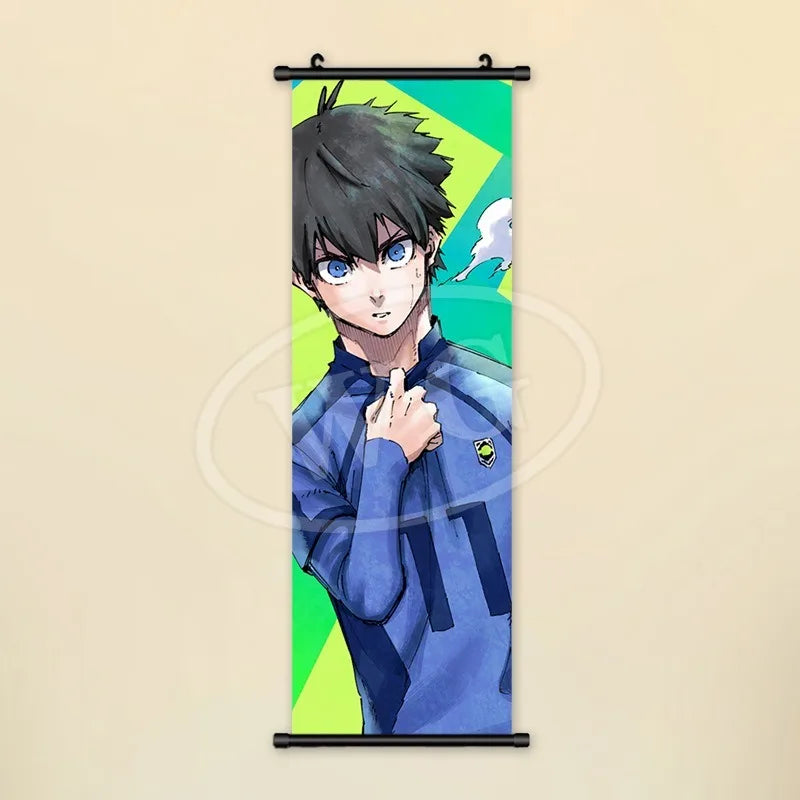 Blue Lock Hanging Painting Anime Poster Reo Mikage Wall Art Canvas Scroll Picture Isagi Yoichi Characters Home Decor Living Room