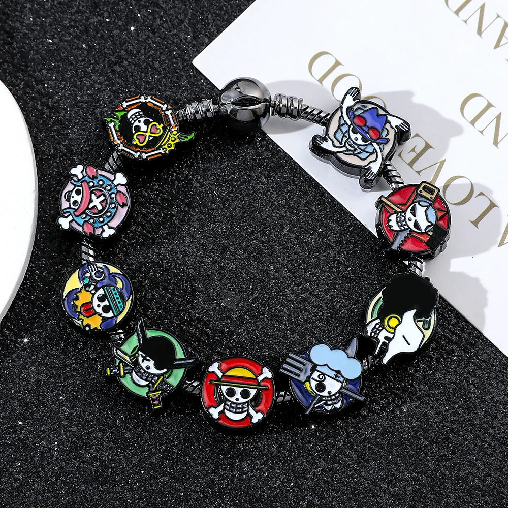 Popular anime accessory bracelet with skull, Luffy DIY charm bracelet