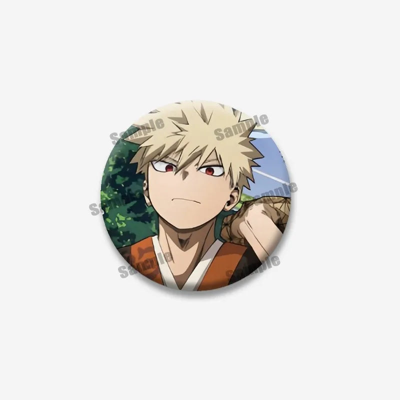 Katsuki Bakugou Izuku Midoriya Cartoon Badges Anime My Hero Academia Round Cosplay Pin Bag Decor Jewelry Brooches Friends Gifts