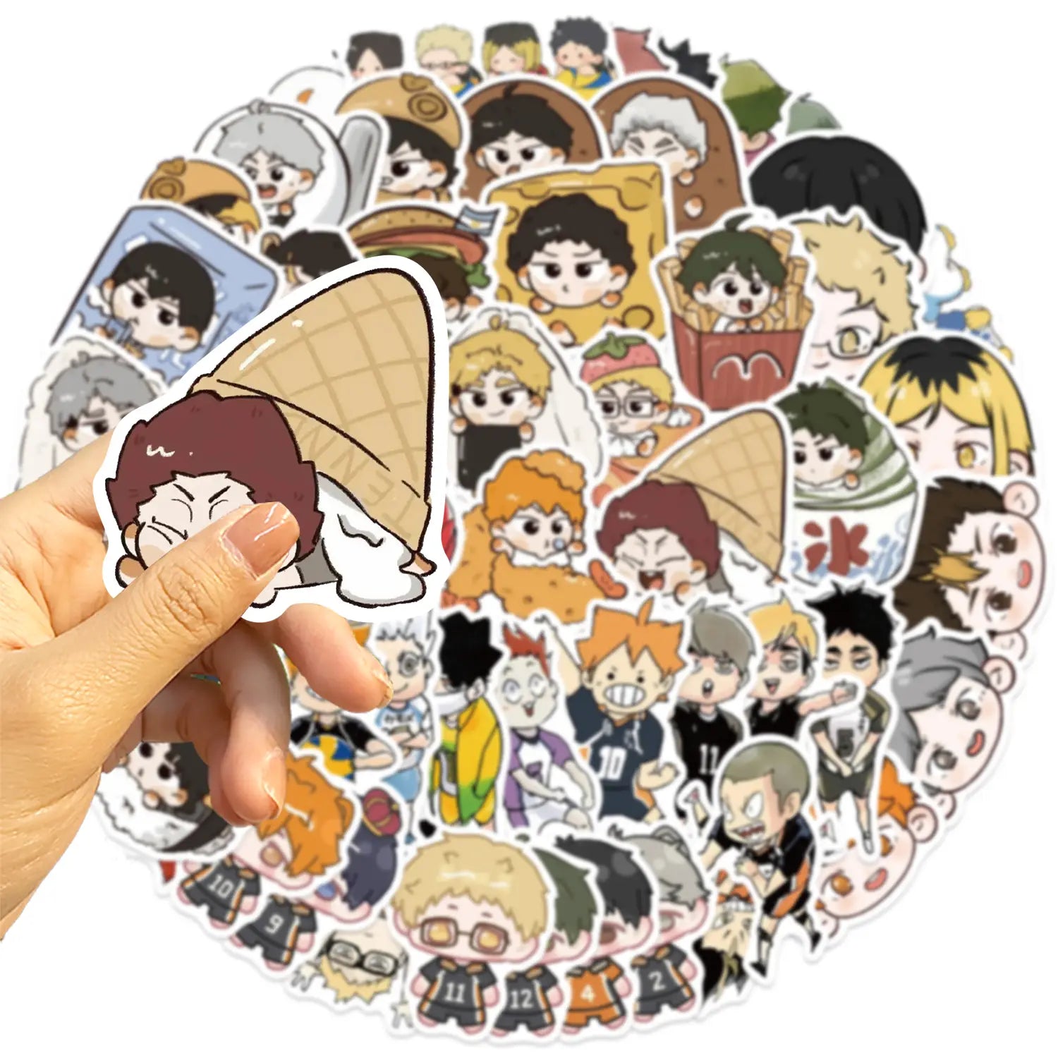 56pcs Volleyball Boy Graffiti Sticker Cute Character DIY Hand Account Decoration Mobile Phone Skateboard Stickers