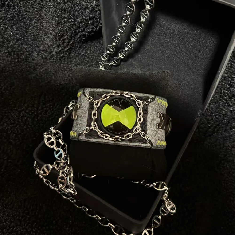 Anime Ben 10 Cosplay Ben Tennyson Omnitrix Bracelet Leather Punk Hip Hop Hand Chain Fashion Bangles Unisex Party Props