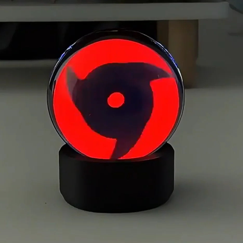 Uchiha Sasuke Sharingan LED Crystal Night Light with Music Rhythm Sync, Anime Naruto Desktop Decor, Spectacular Gift for Fans