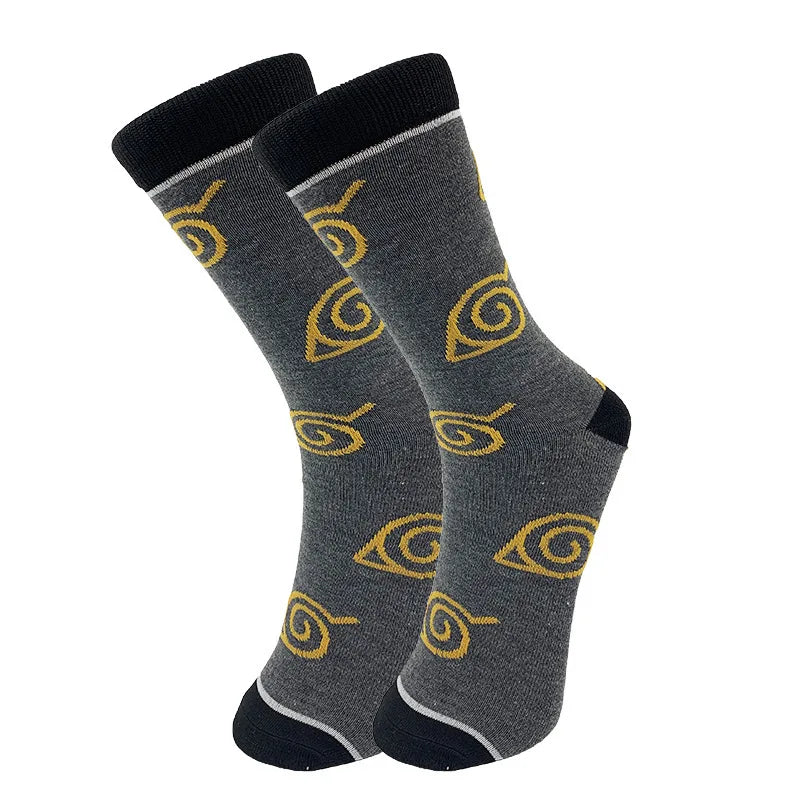 Anime Naruto Sport Long Socks for Men Women Cartoon Akatsuki Red Cloud Action Figure Casual Elastic Harajuku Stockings Toys Gift