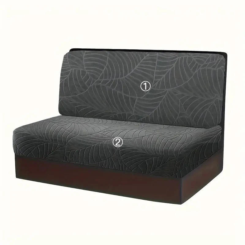 2 Pcs/set Leaves Jacquard RV Dinette Cushion Covers Elastic Armless Couch Slipcover Stretch Rv Camper Car Bench Seat Cover