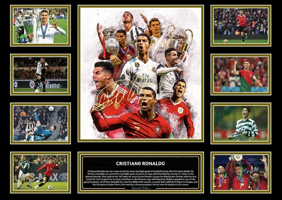 Famous Modern Football Player and Signature Poster Wall Decor B-Messi Sport Stars Canvas Painting For Boys' Room Fans Gift