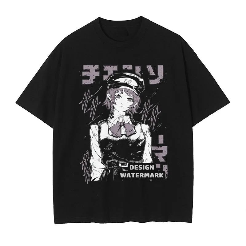 Summer Men's T-shirts Japanese Anime Chainsaw Man Reze Graphic Clothing Harajuku Y2K  Half-sleeve Women’s Oversize Cotton Tops