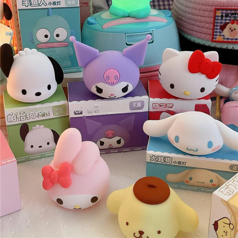 Sanrio Anime Hello Kitty Melody Cinnamoroll Mermaid Hanton Silicone Night Light Cute Cartoon Children's Bedhead Decoration Light