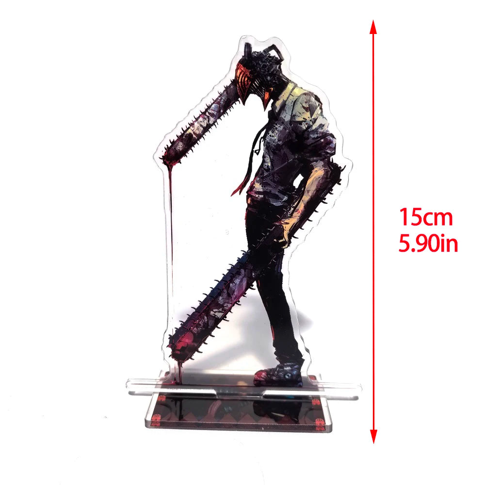 15CM Chainsaw Man Anime Figure Denji Power Acrylic Stand Model DIY Decor Standing Sign Adult Collection Toy Desktop Ornament