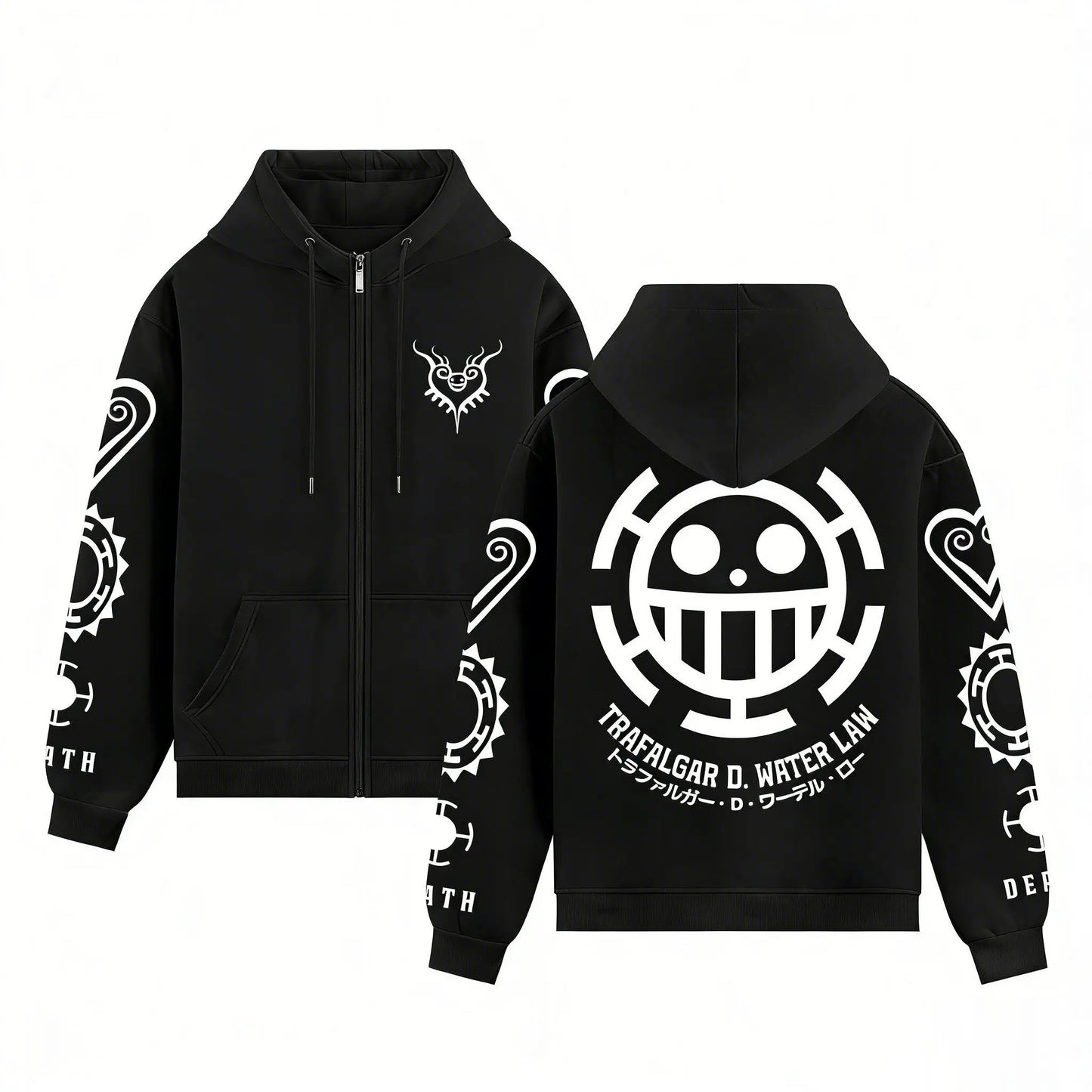 One Piece Trafalgar Law Anime Hoodie Men Women 2026 Spring Autumn Zip Up Streetwear Cosplay Casual Pullover Graphic Print Jacket