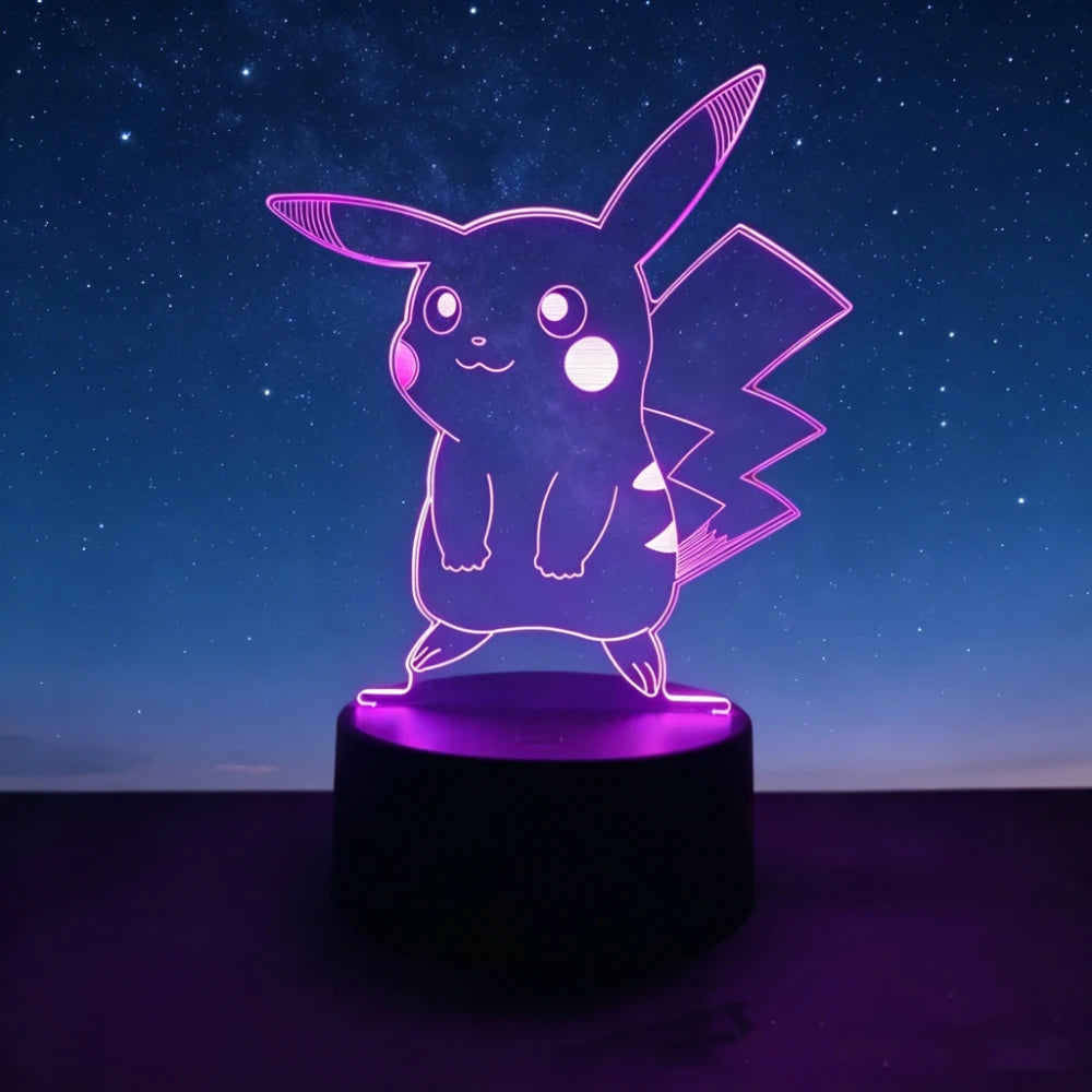 3D LED Night Light Pikachu Charizard Mewtwo Haunter 16 Colors Changing Touch Remote Control Anime Lamp for Bedroom Birthday Gift