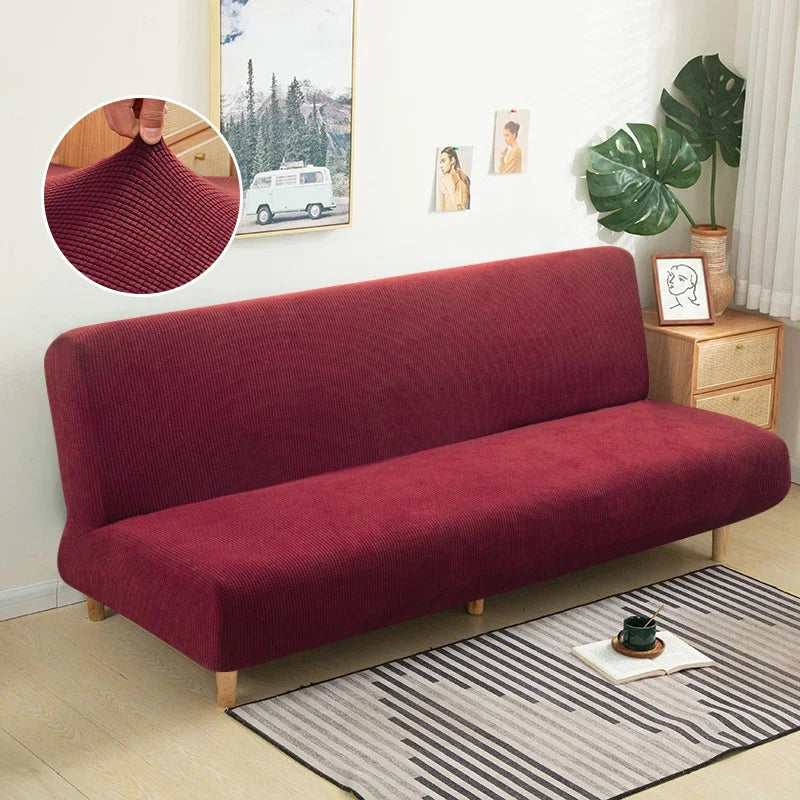 Polar Fleece Fabric Armless Futon Sofa Bed Cover Solid Without Armrest Big Elastic Folding Furniture home Decoration Bench Cover