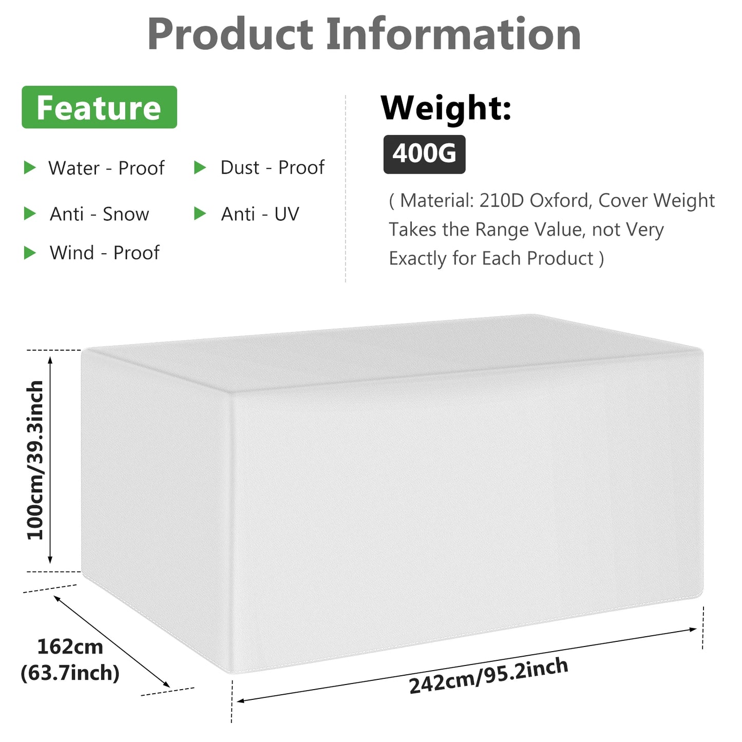 210D Outdoor Furniture Cover Waterproof Terrace Garden Cover Rain And Snow Table Sofa Chair Protective Cover Dust Cover