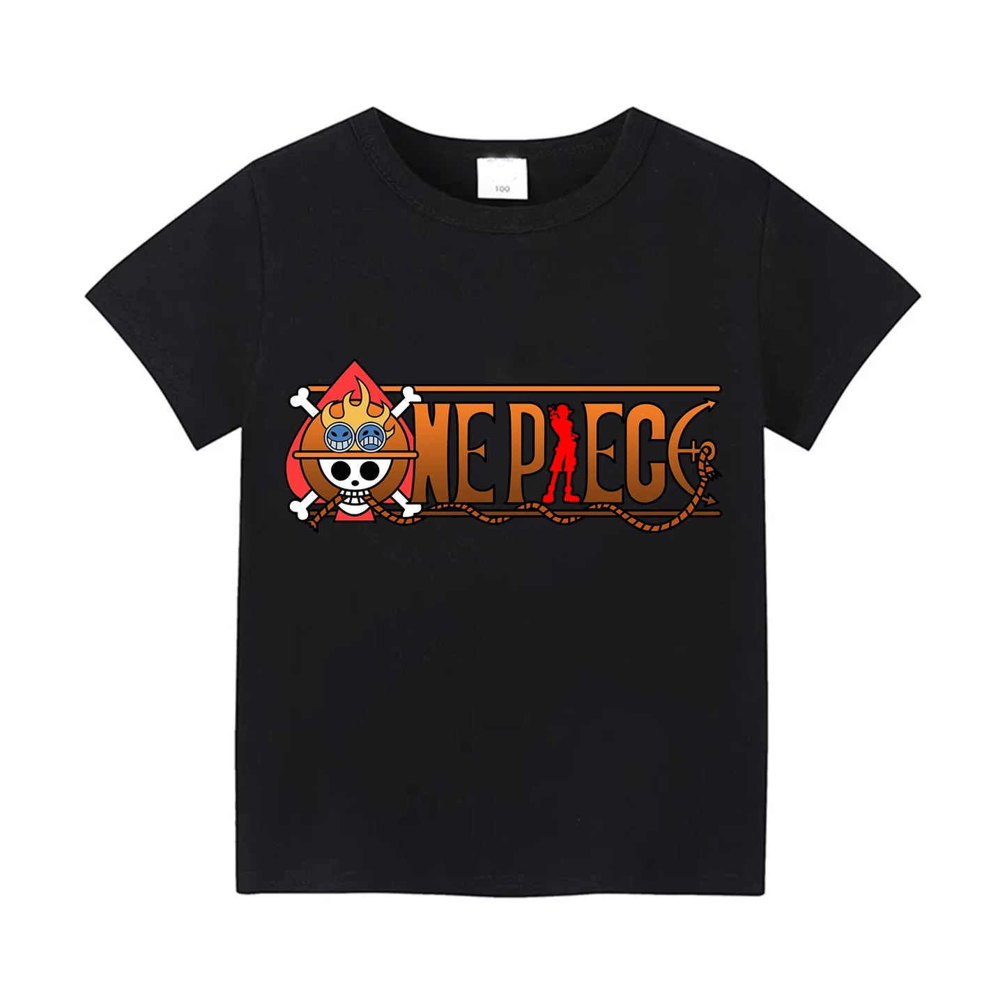 One Piece Men's T-shirt Portgas D. Ace Anime Summer Boy Spring and Autumn Children's Short Sleeves Parent-Child Wear Sport Tees