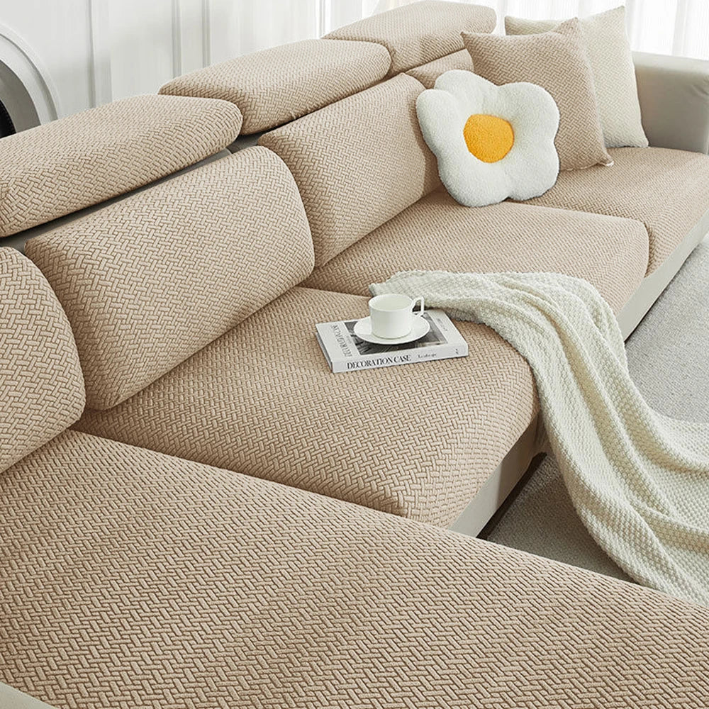 Jacquard Sofa Cover Solid Elastic Sofa Cushion Cover Living Room Washable Spandex Sofa Seat Slipcover Chaise Lounge Home Pets