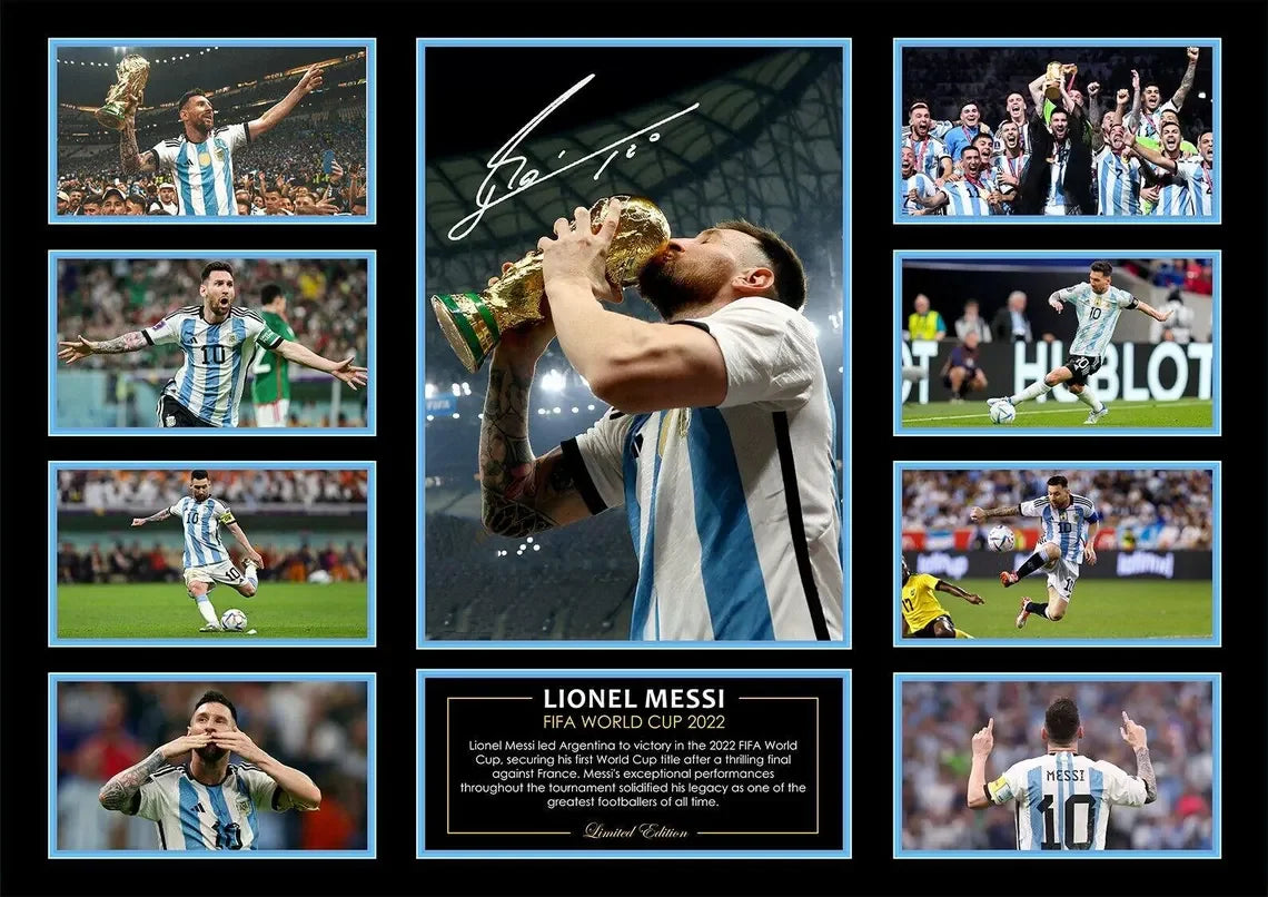Famous Modern Football Player and Signature Poster Wall Decor B-Messi Sport Stars Canvas Painting For Boys' Room Fans Gift