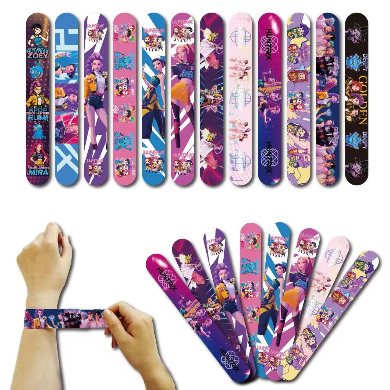12/24/36/48pcs K-pop Theme Slap Bracelets Set Wristband Toys set for Kids Birthday Party Favors Pinata Fillers Goodie Bag Gifts