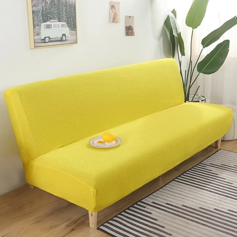 Polar Fleece Fabric Armless Futon Sofa Bed Cover Solid Without Armrest Big Elastic Folding Furniture home Decoration Bench Cover