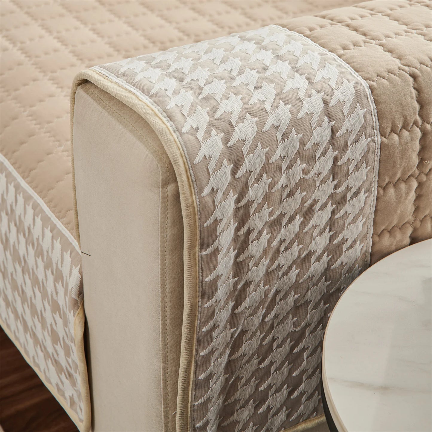 Houndstooth Lace Docor Quilting Sofa Coushion Cover Anti-Slip Sofa Slipcovers for Living Room Couch Seat covers Pet Friendly