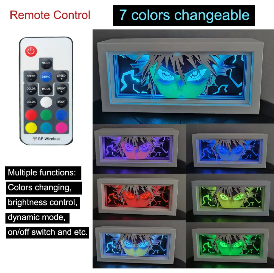 Anime Light Box Led Strip Lights Anime Eyes Shadow Box Picture Frame 3D Paper Carving Usb Table Lamp Mood Light Room Decor Gift