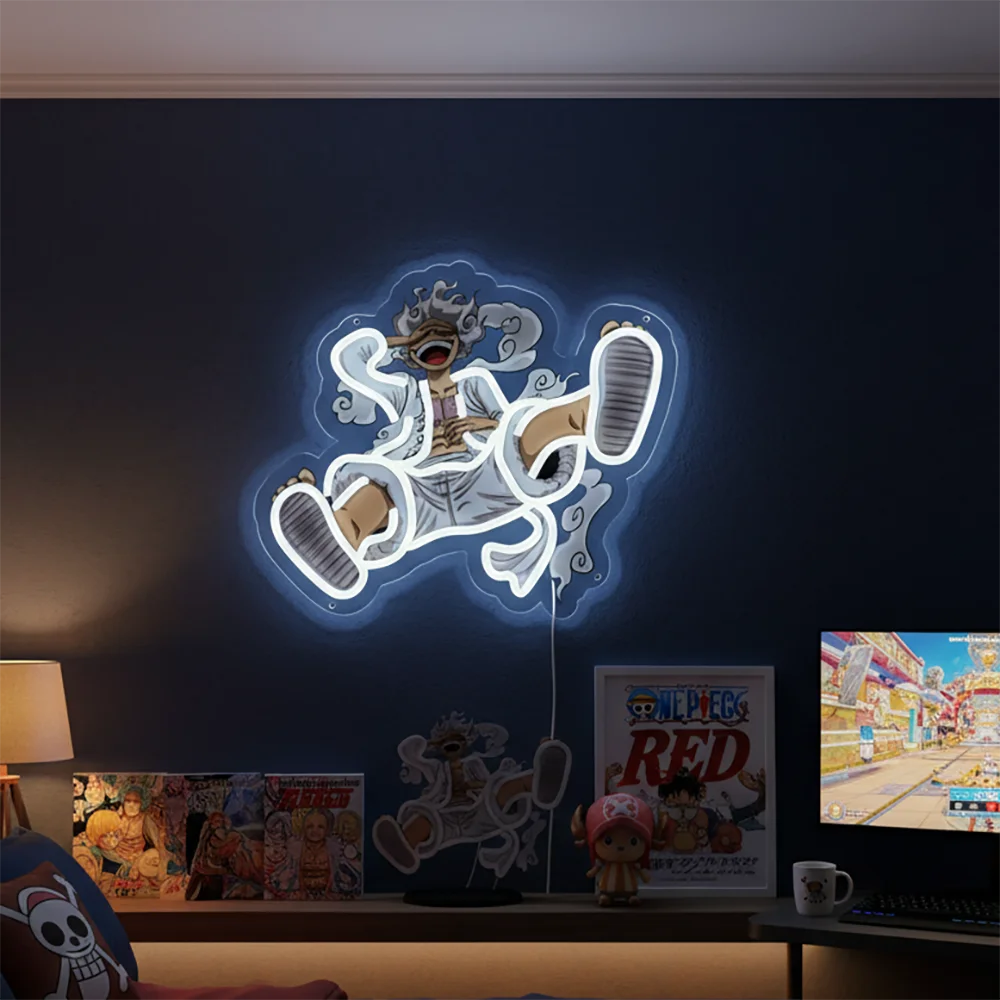 Custom One Piece Luffy Acrylic Neon LED Light Animes Artwork for Home Festival Decor Party Bar Hotel Salon Business Shop,Etc.
