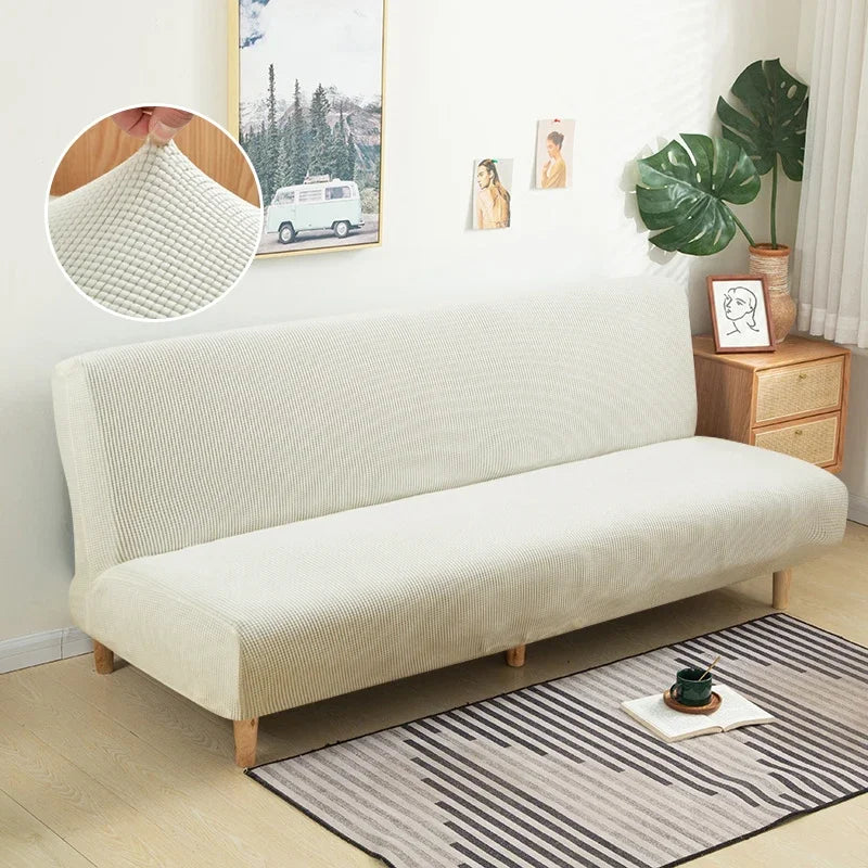 Polar Fleece Fabric Armless Futon Sofa Bed Cover Solid Without Armrest Big Elastic Folding Furniture home Decoration Bench Cover