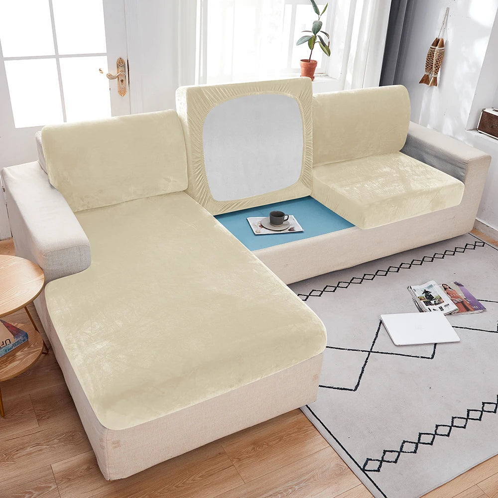 1pc Plush Sofa Slipcover Anti-slip Elastic Sofa Cover for Bedroom Office Living Room Home Decor Couch Cover Furniture Protector