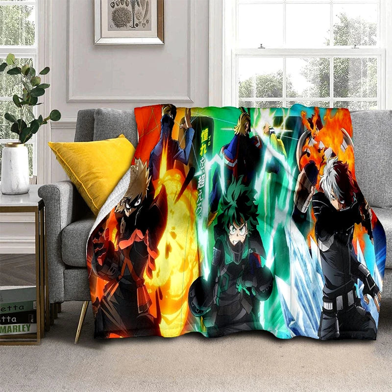 3D Cartoon My Hero Academia Deku Bakugou  Anime Blanket,Soft Throw Blanket for Home Bedroom Bed Sofa Travel Picnic Cover Kids