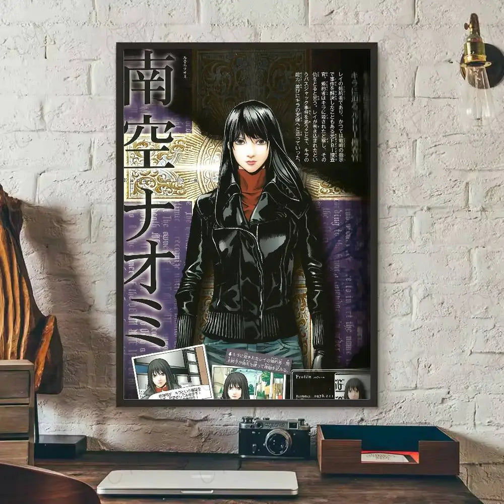 Anime D-Death Note DN L Poster HD Art Sticky Wall Waterproof Home Living Room Bedroom Bar Aesthetic Decoration