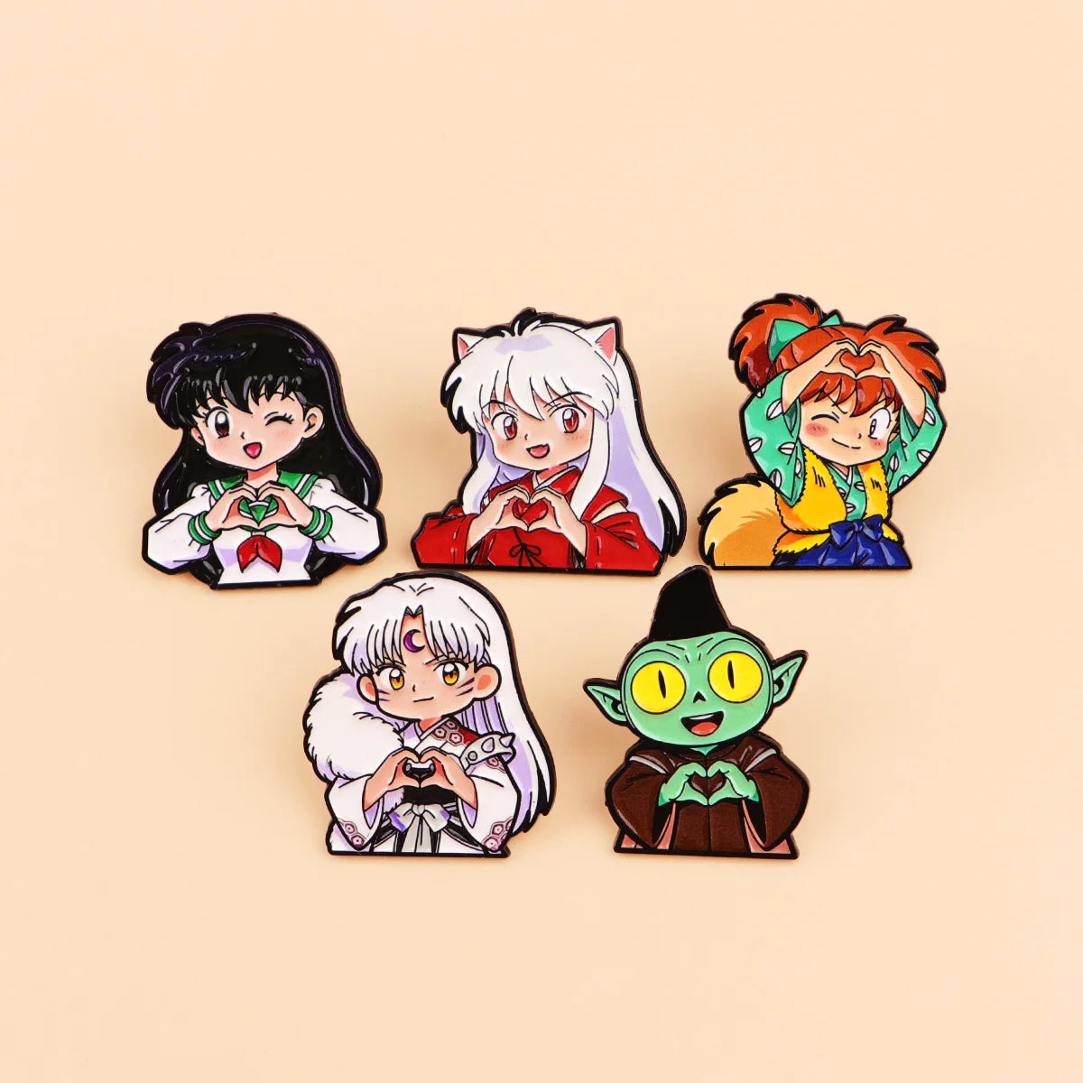 Cool Anime Characters Enamel Pin Cute Heart Sign Manga Figure Metal Lapel Badges Popular Cartoon Jewelry Gift for Fans Collector