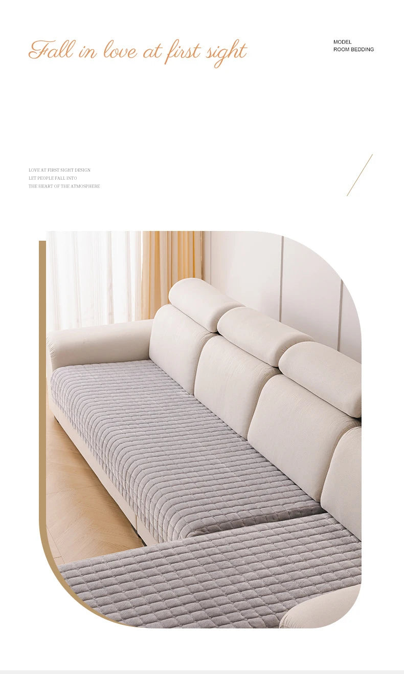 Flannel Sofa Cushion Four Seasons General Non-Slip Thickened Living Room Sofa Backrest Cover Modern Plush Seat Cushion
