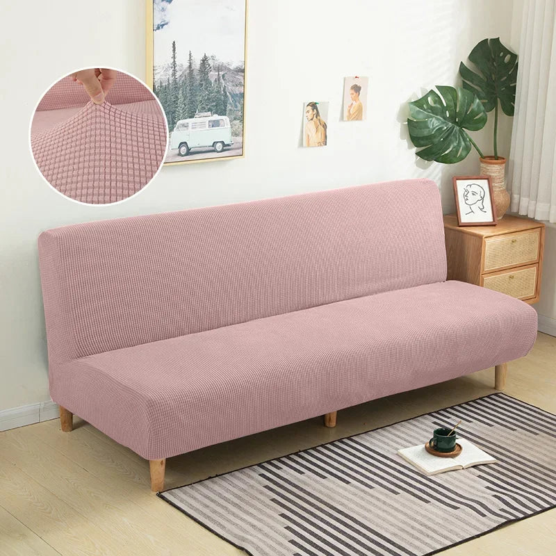 Polar Fleece Fabric Armless Futon Sofa Bed Cover Solid Without Armrest Big Elastic Folding Furniture home Decoration Bench Cover