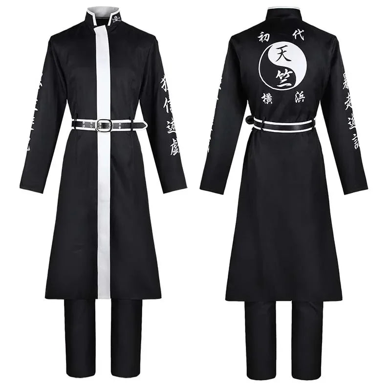 Tokyo Revengers Cosplay Costume Anime Tenjiku Ran Haitani Cosplay Black Uniform Suits Halloween Carnival Costume for Men Women