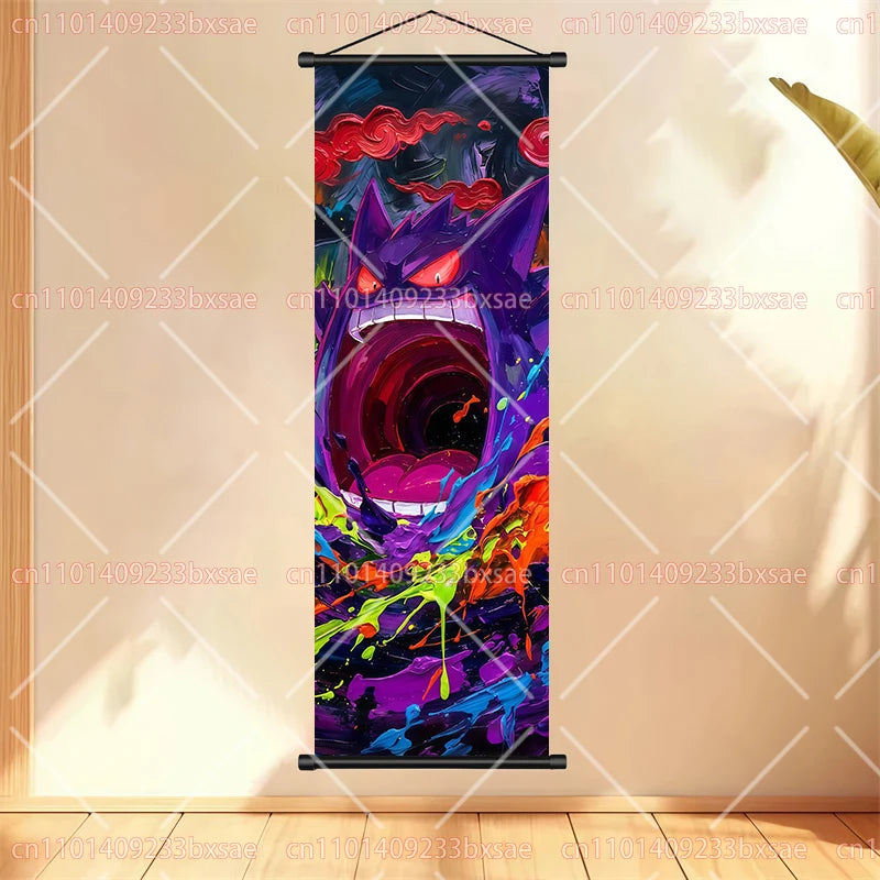 Anime Pokémon Gengar Charizard Kyogre Gyarados Mewtwo Rayquaza Cool Poster Hanging Scroll Painting Birthday Holiday Party Gift